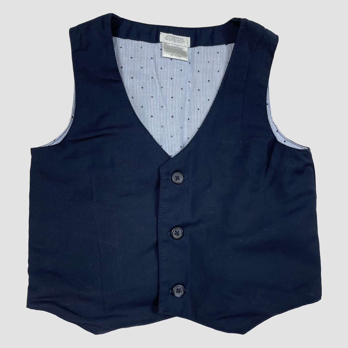 Dunkelblaue Weste von Mamas & Papas, Größe 9–12 Monate