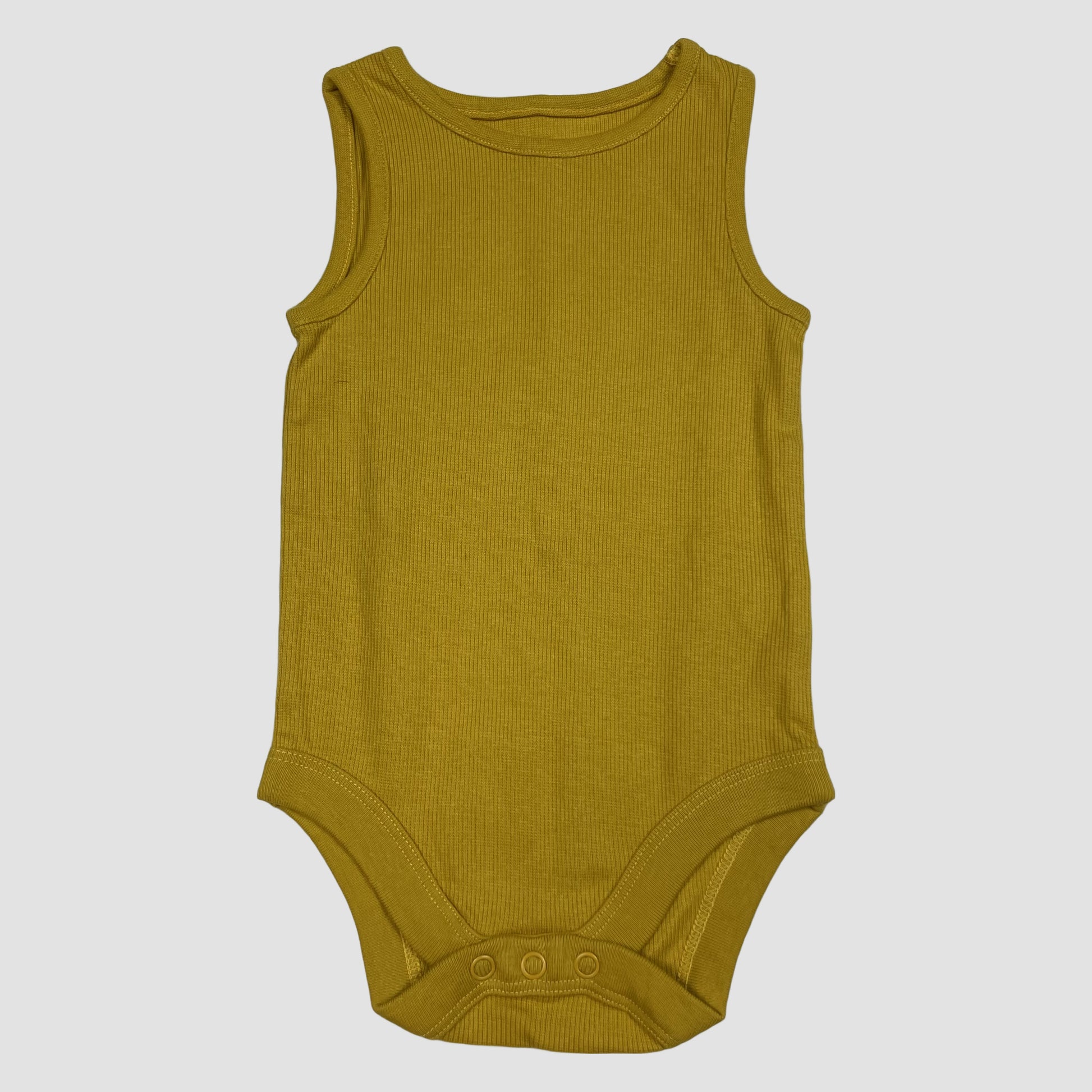 Gelber ärmelloser Ripp-Body von Tu, Größe 6–9 Monate