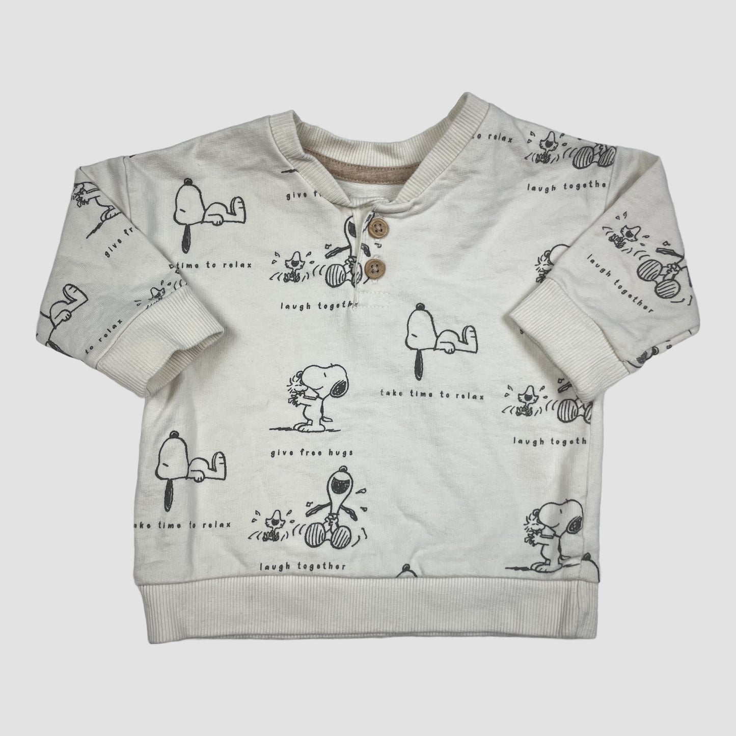 Beiges Snoopy Sweatshirt von George, Größe 0–3 Monate