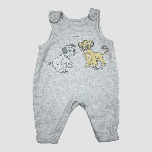 Grauer Disney Classics Baby-Overall mit Lucky und Simba, Größe 62 (0–3 Monate) – front