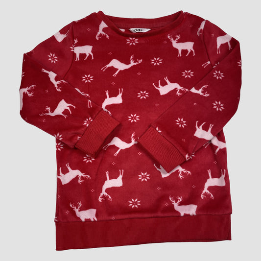 Rotes Schlafanzug-Oberteil mit Rentiermuster von M&Co, Größe 3–4 Jahre (104) – front
