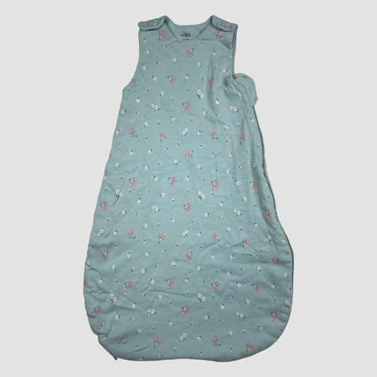 M&S Schlafsack in Türkis mit Blumenmuster, TOG 1.5, für Babys bis 6 Monate – front