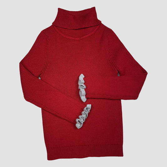 Roter Rollkragenpullover für Kinder aus Rippstrick von Primark – front