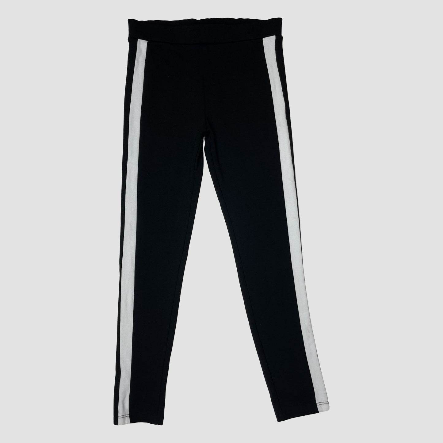 Schwarze Leggings mit weißen Seitenstreifen von River Island, Größe 9–10 Jahre – front