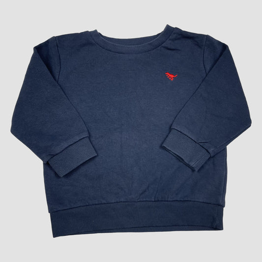 Dunkelblauer Next Sweatshirt-Pullover mit roter Dino-Stickerei, Größe 12–18 Monate