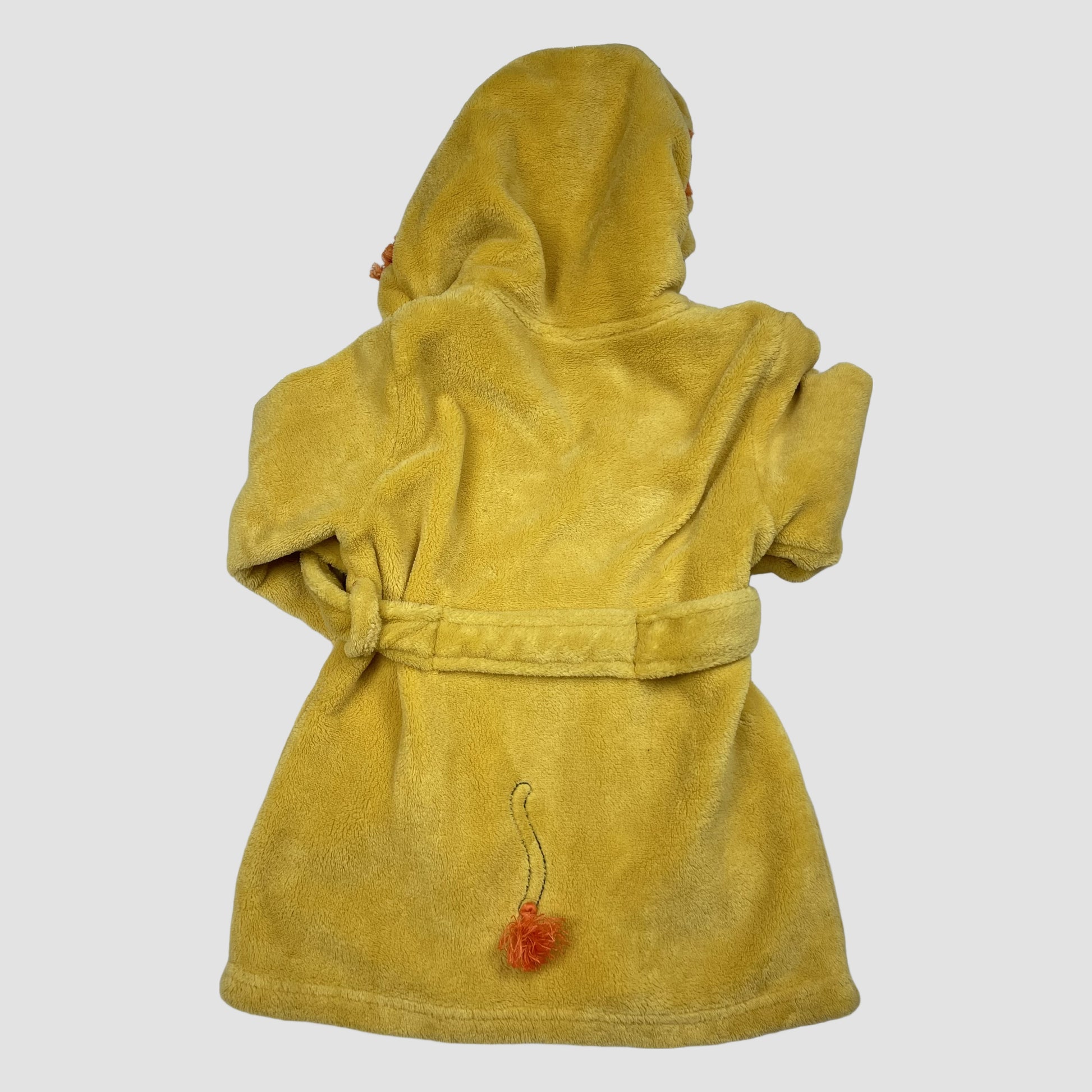 Gelber Kinder-Bademantel mit Löwenkapuze und Stickerei, Größe 6–12 Monate 6