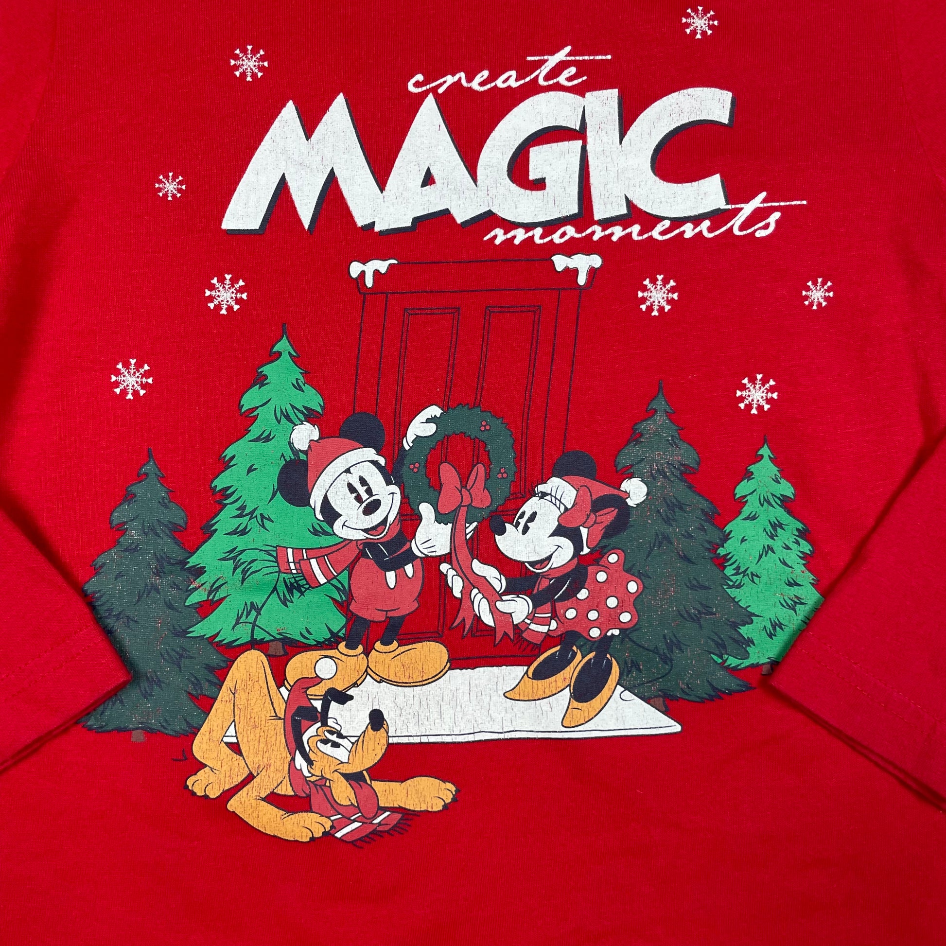 Rotes Langarmshirt mit Weihnachtsmotiv und Frontprint, Größe 116 – detail