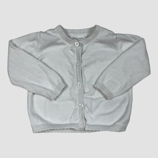Weiße Baby-Strickjacke aus Baumwolle von Next, Größe 6–9 Monate – front
