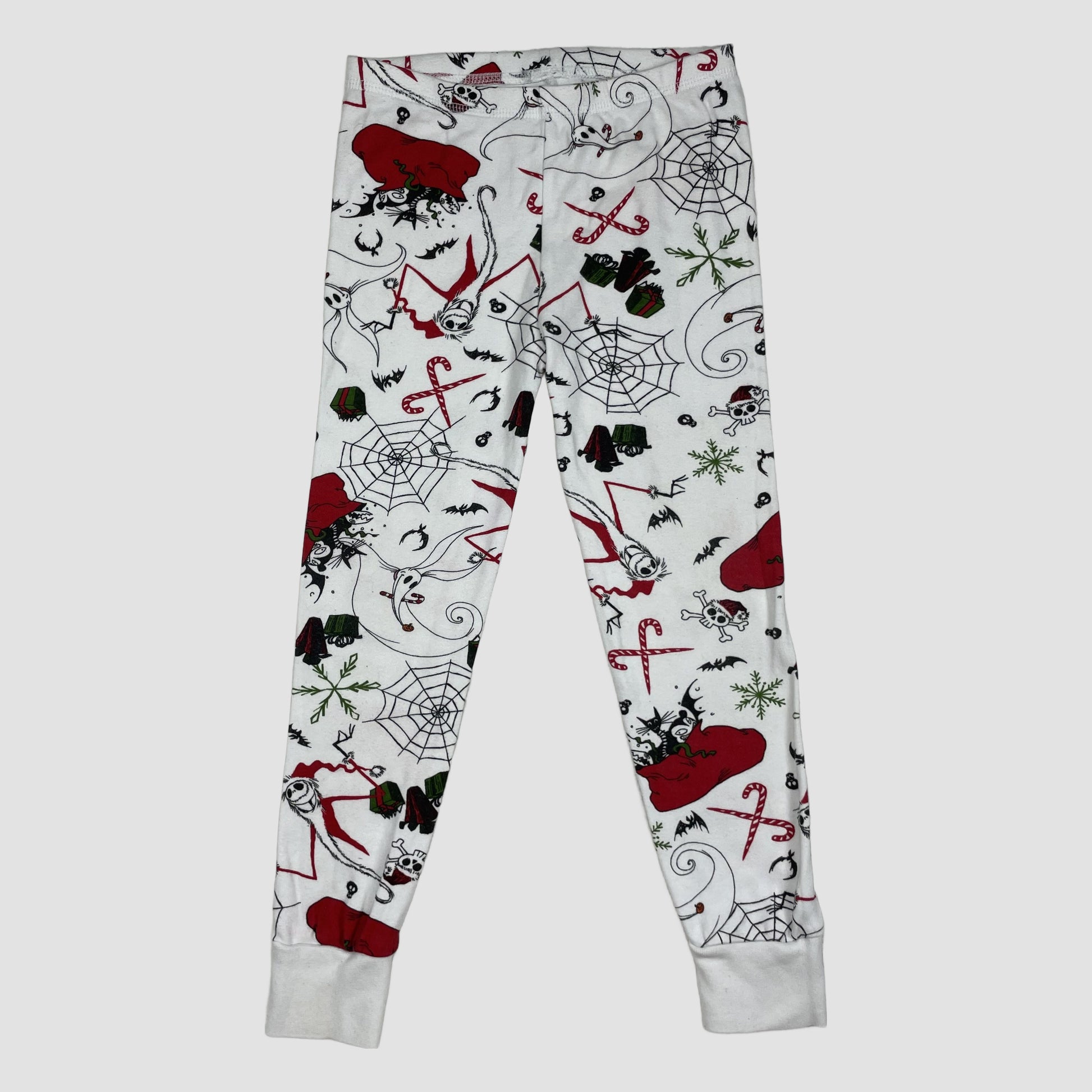 Weiße Kinder-Leggings mit The Nightmare Before Christmas Allover-Print, Größe 5–6 Jahre
