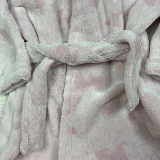 Rosa Baby-Bademantel mit Kapuze, Sternmuster und Bindegürtel, Größe 3–6 Monate – detail