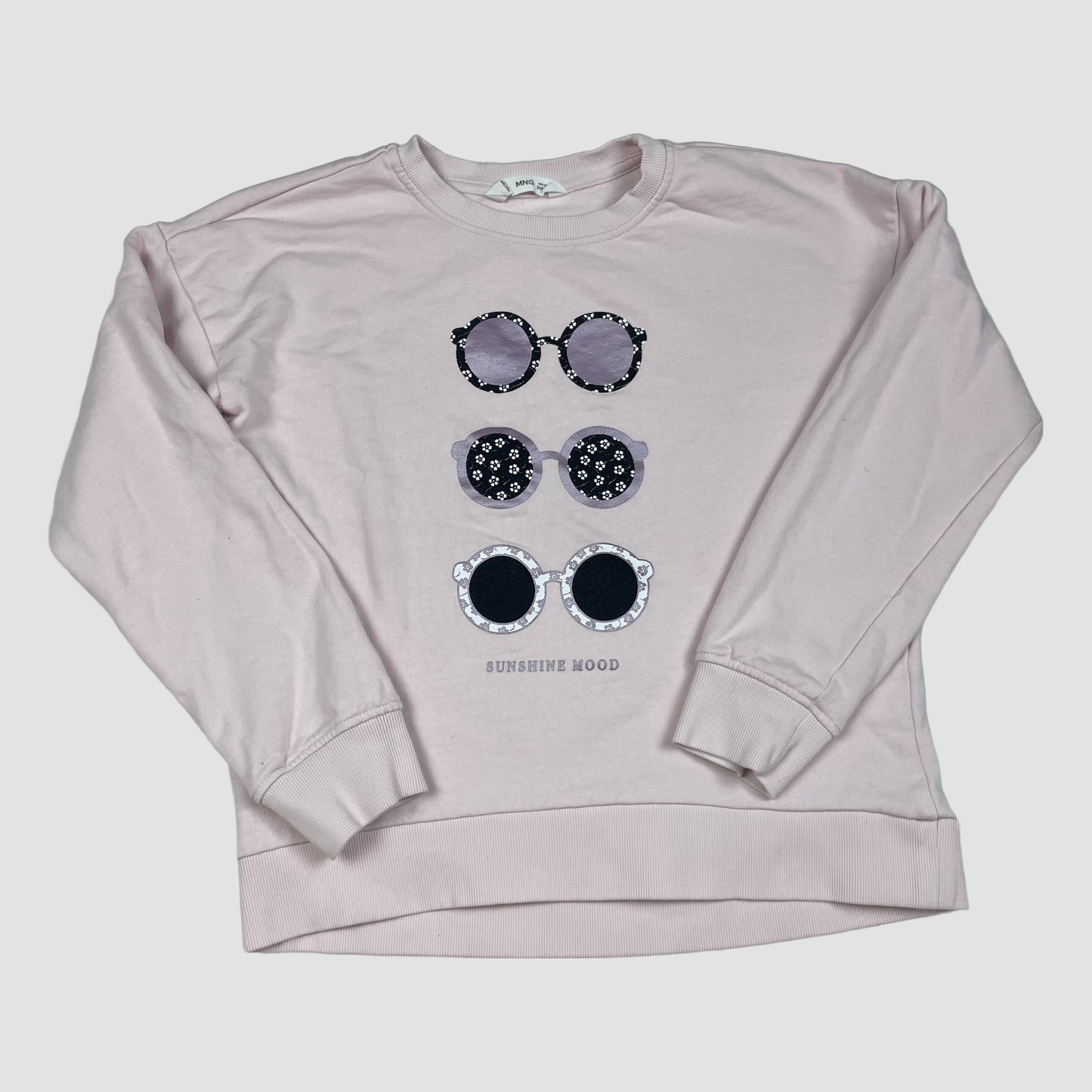 Rosa Sweatshirt mit Sonnenbrillen-Print, Größe 152 (11–12 Jahre) – front