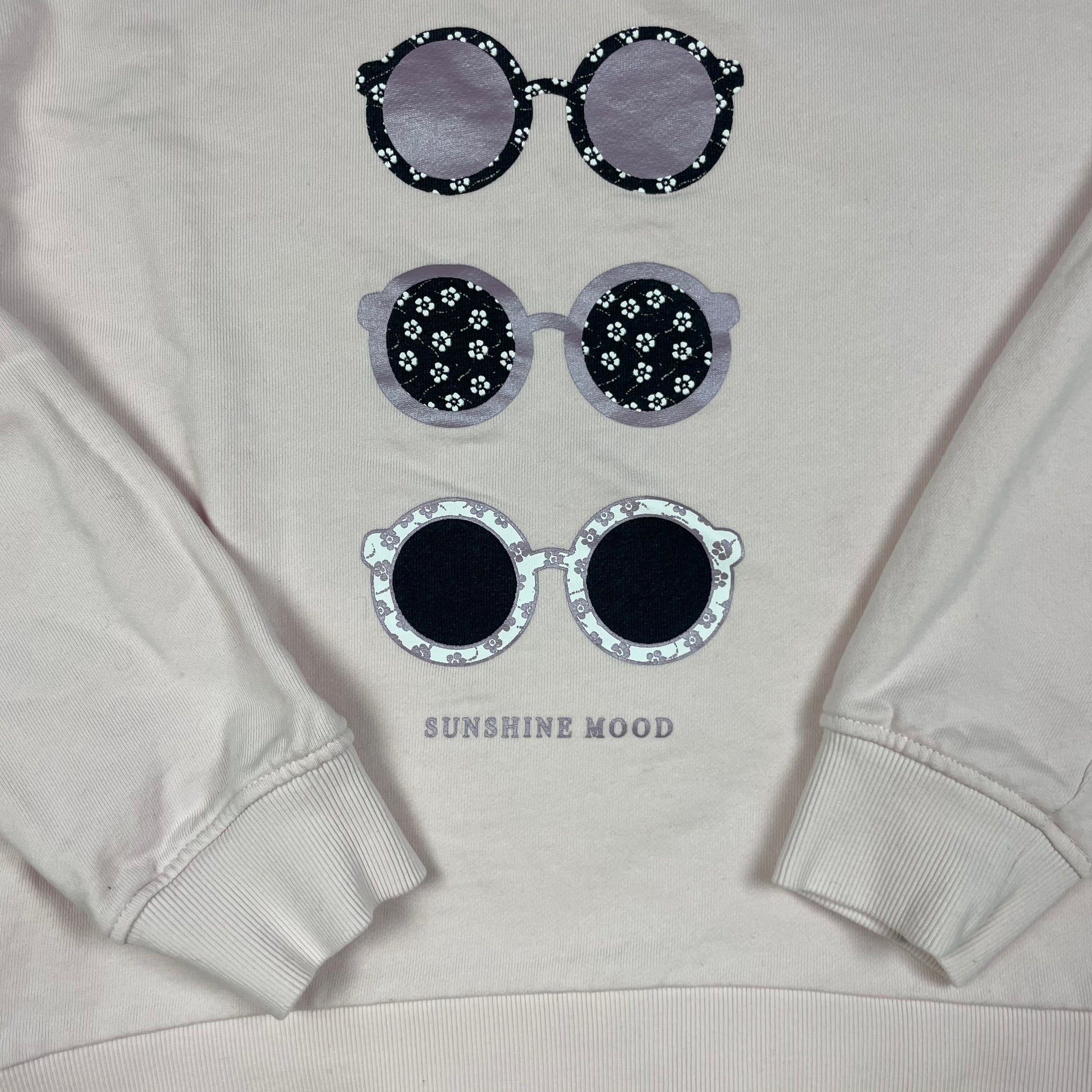 Rosa Sweatshirt mit Sonnenbrillen-Print, Größe 152 (11–12 Jahre) – detail