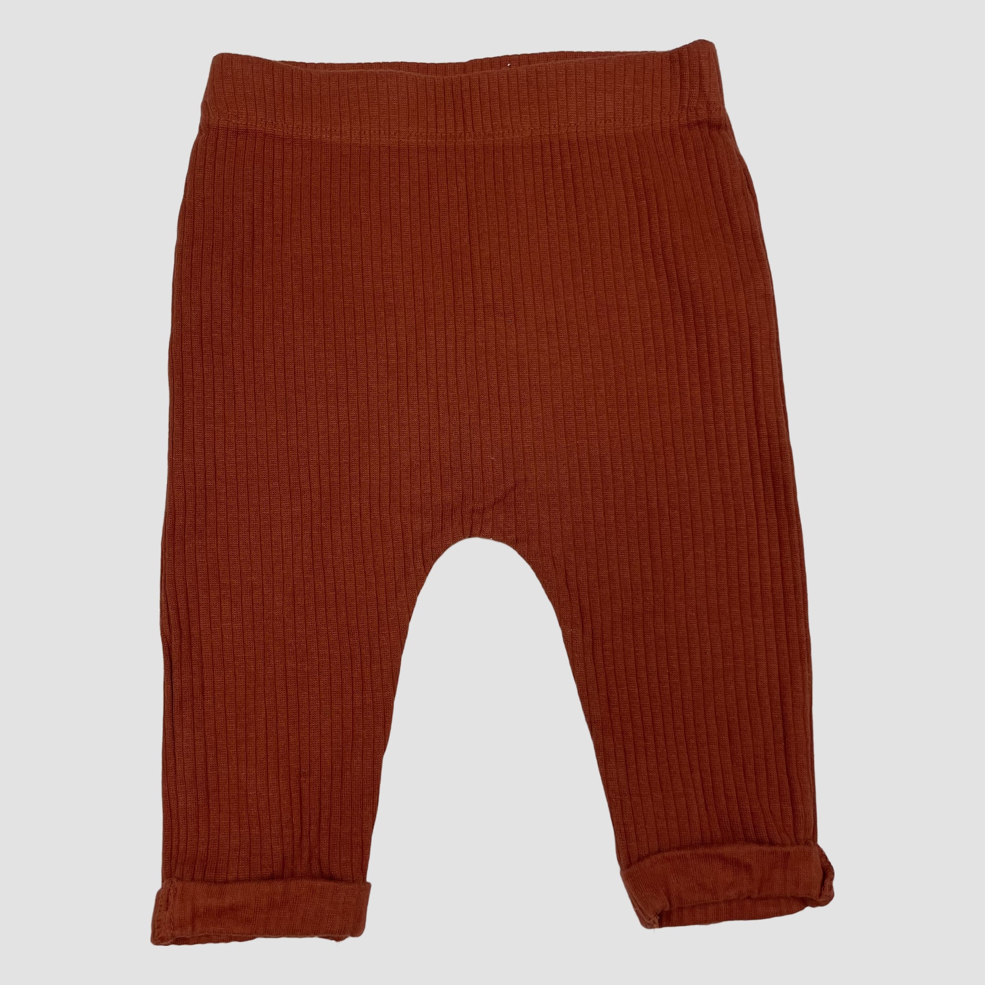 Rostorange gerippte Baby-Leggings aus Jersey