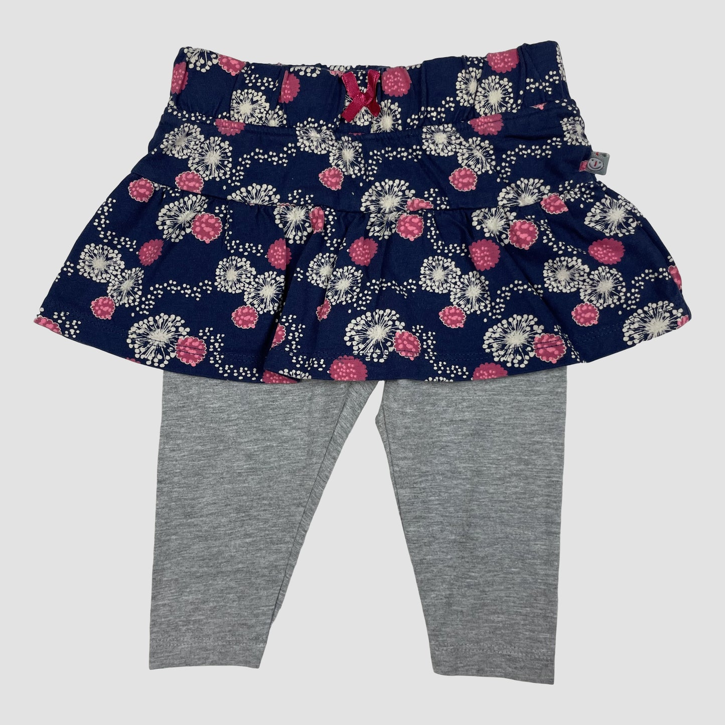 Dunkelblaue Rock-Leggings mit Blumenmuster und grauen Leggings, Größe 68