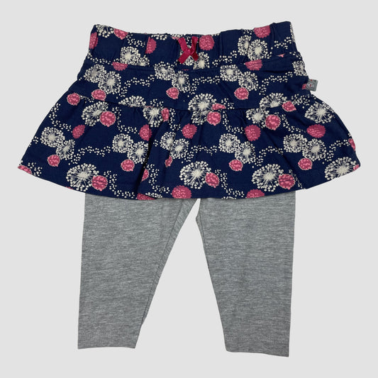 Dunkelblaue Rock-Leggings mit Blumenmuster und grauen Leggings, Größe 68