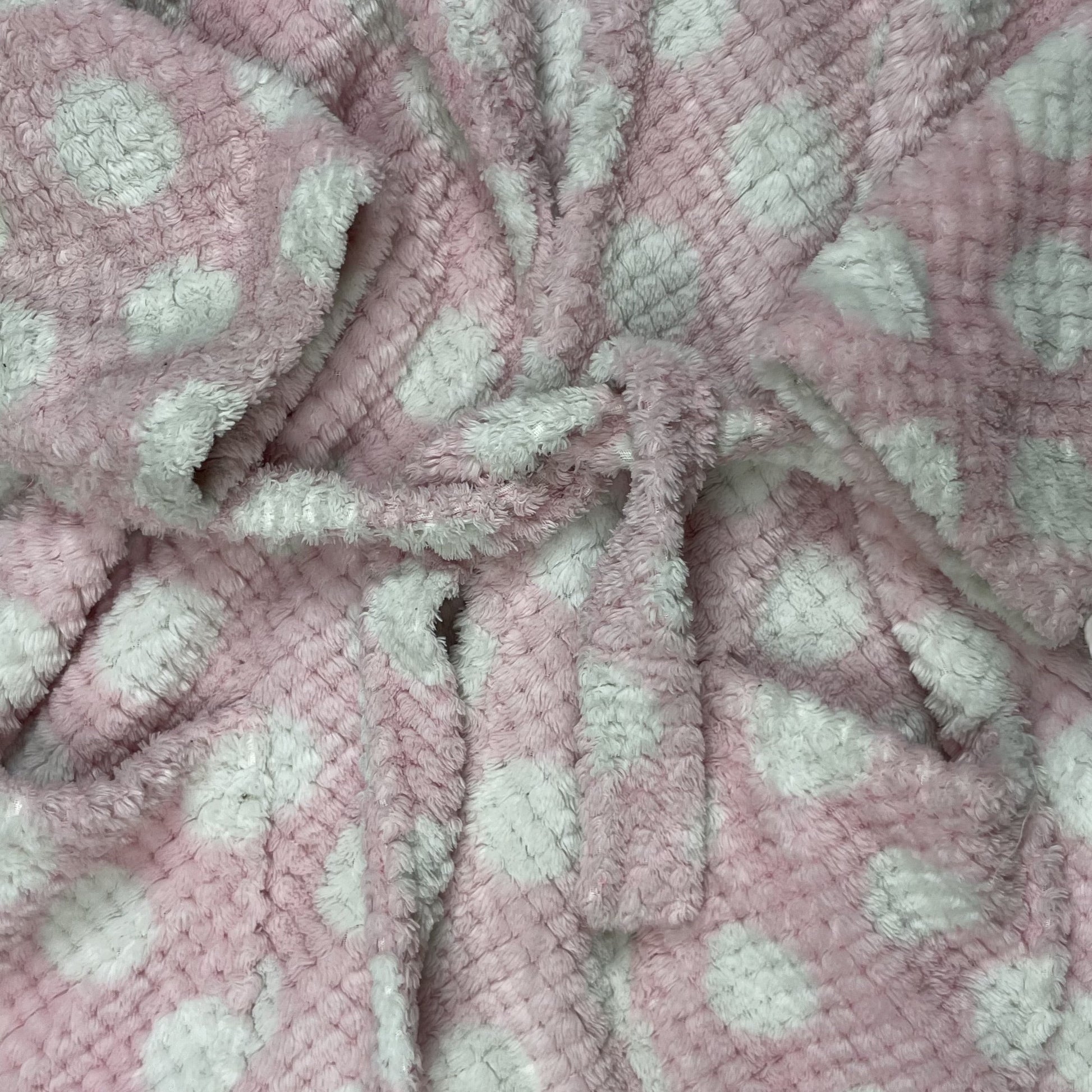 Rosa Kinder-Bademantel mit weißen Punkten, Kapuze und Gürtel 2