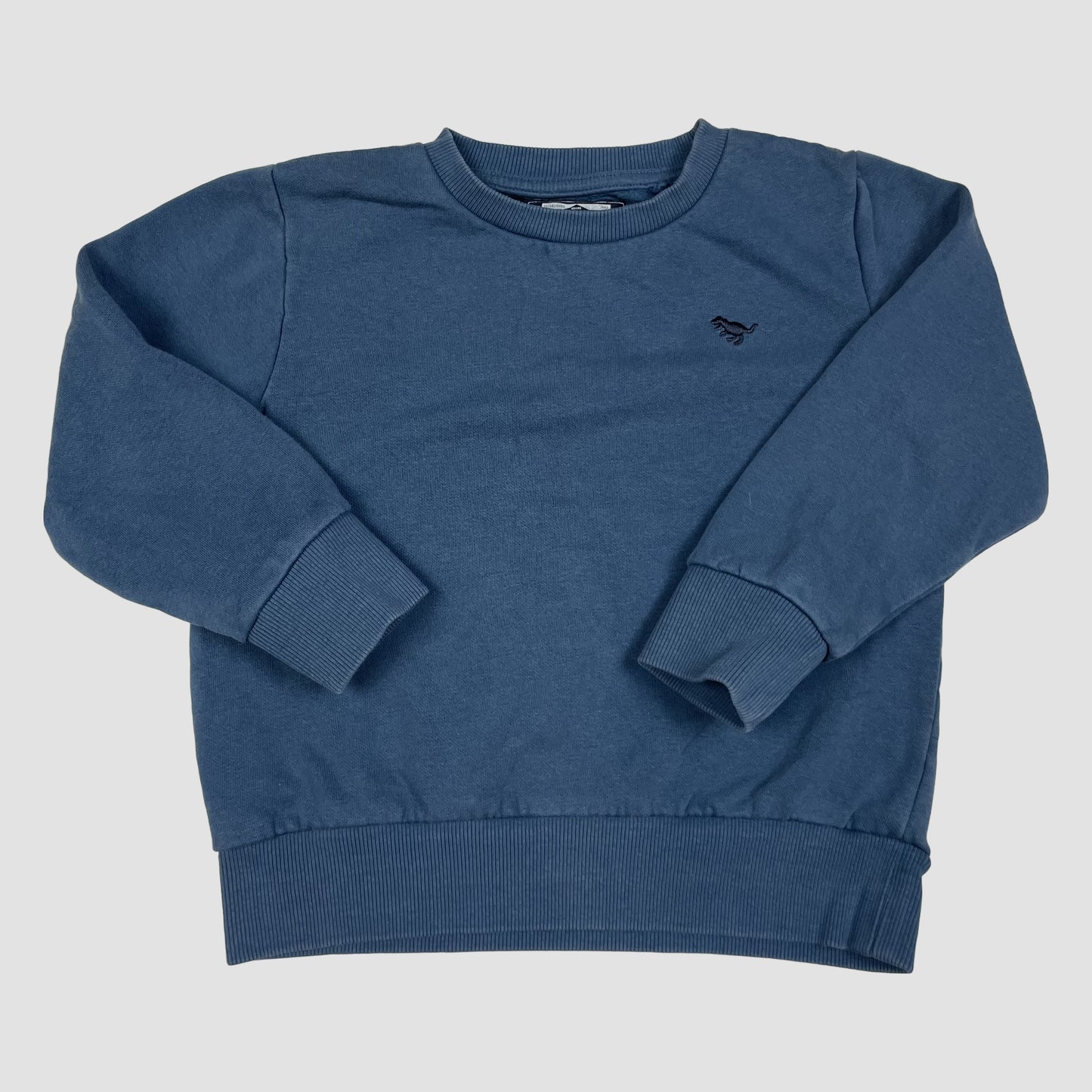 Blaues Sweatshirt von NEXT, Größe 3–4 Jahre (104), Rundhals, Rippbündchen, kleine Bruststickerei.