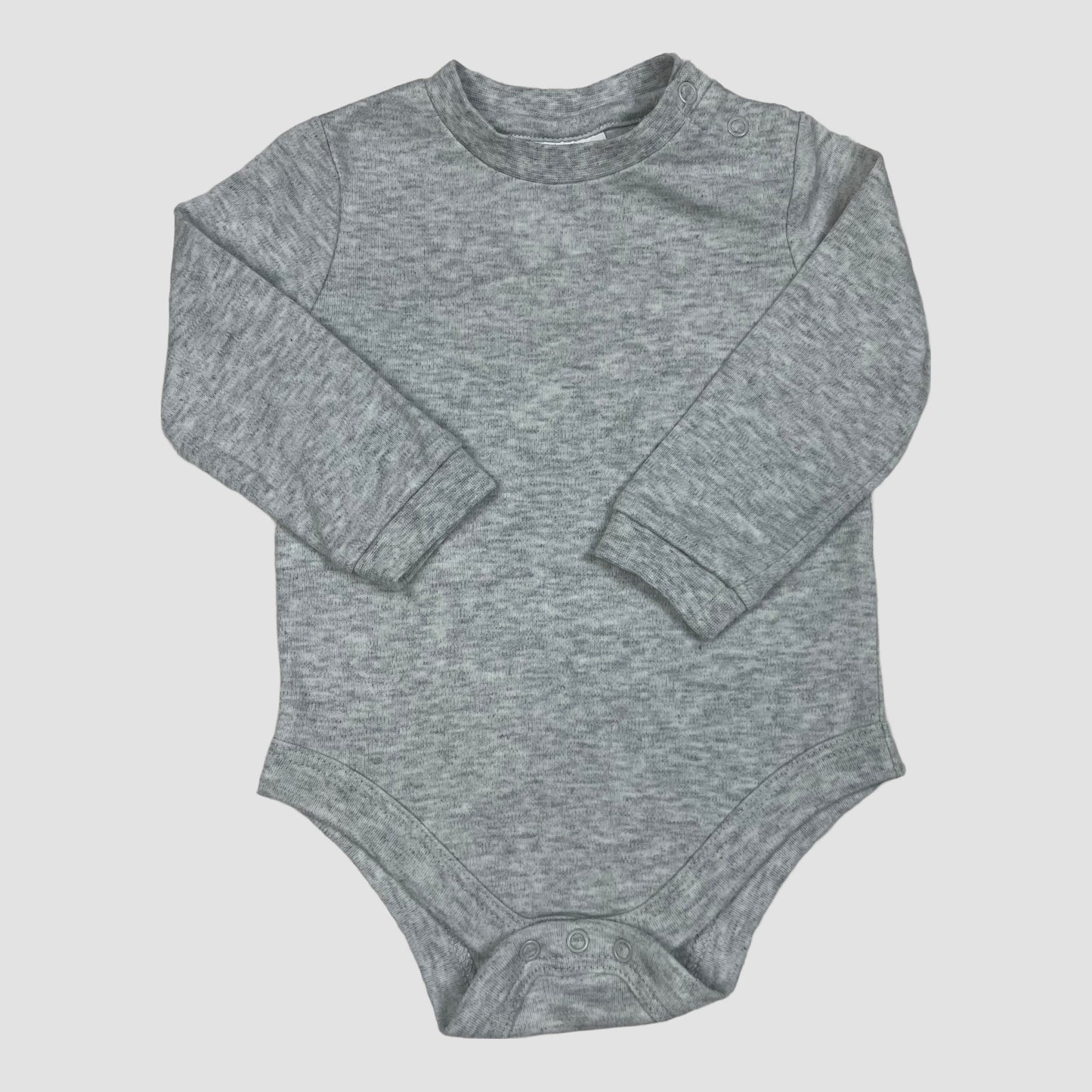 Grauer Langarm-Body für Babys mit Druckknöpfen