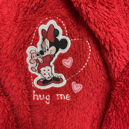 Roter Kinder-Bademantel mit Minnie-Maus-Details, Kapuze und Gürtel – logo