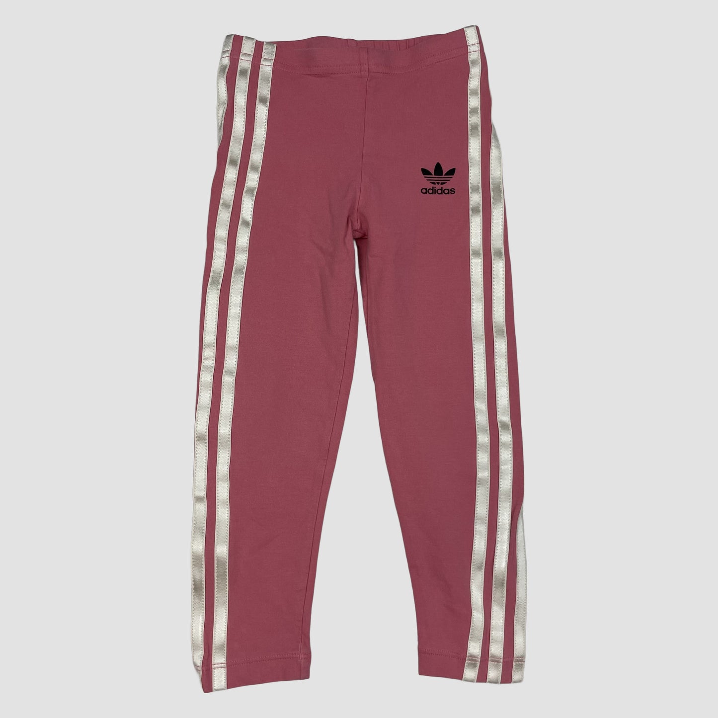 Adidas Kinder-Set: geblümtes T-Shirt in Rosa mit Logo und passende rosa Leggings mit weißen Streifen, Größe 3–4 Jahre pants