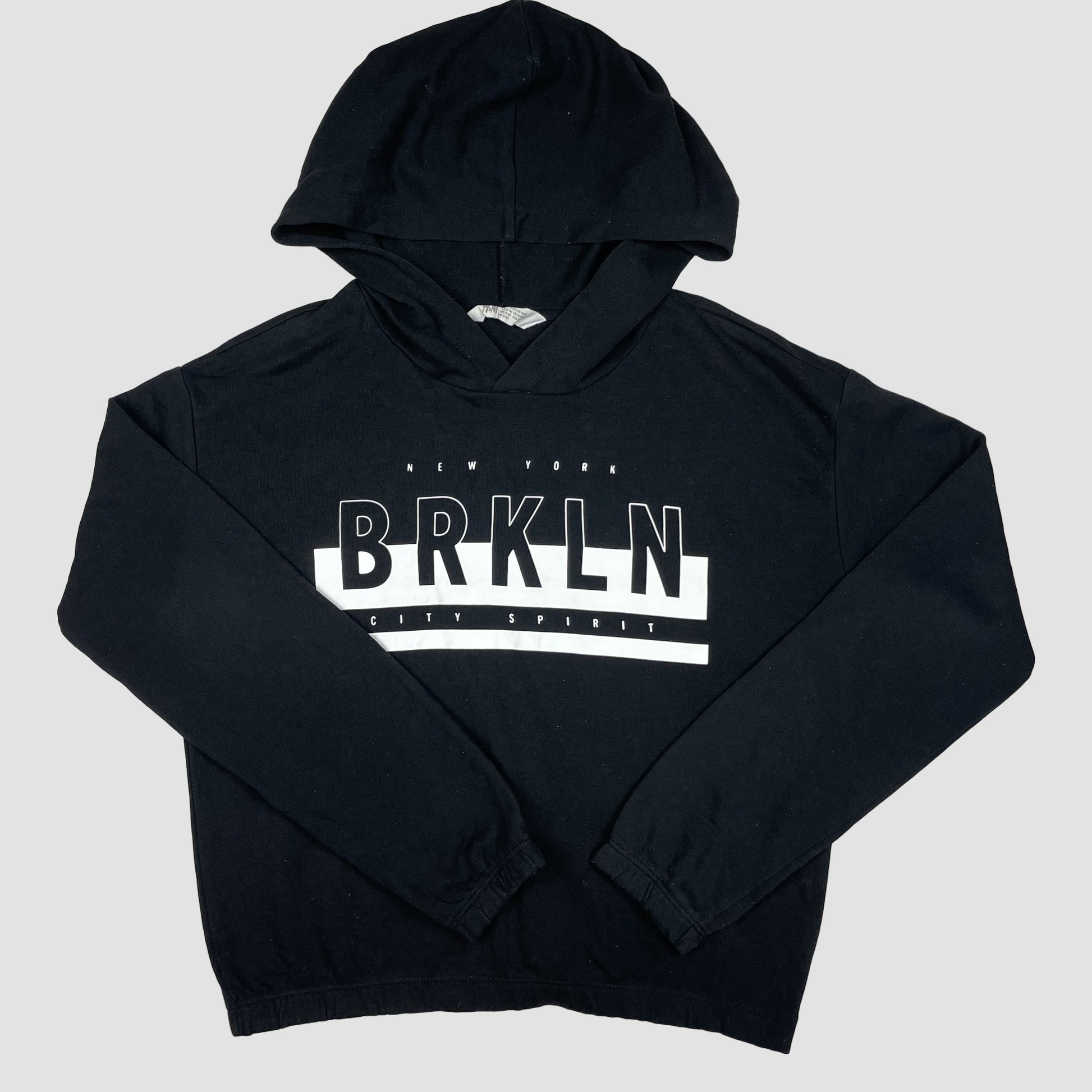 Schwarzer Hoodie mit BRKLN-Aufdruck, Größe 158/164, von H&M – front