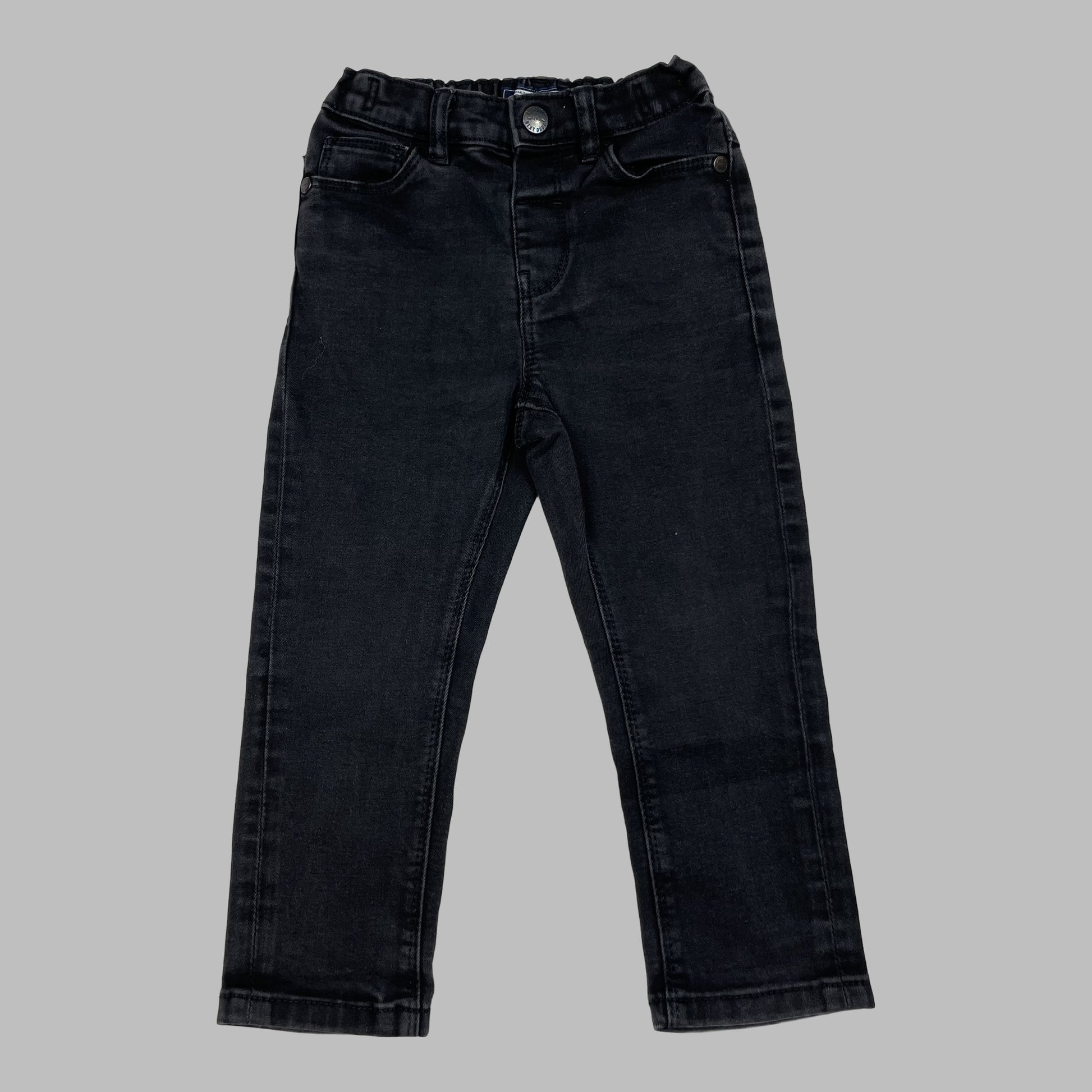 Schwarze Jeanshose für Kleinkinder mit elastischem Bund und 5-Pocket-Design, Größe 92 – front