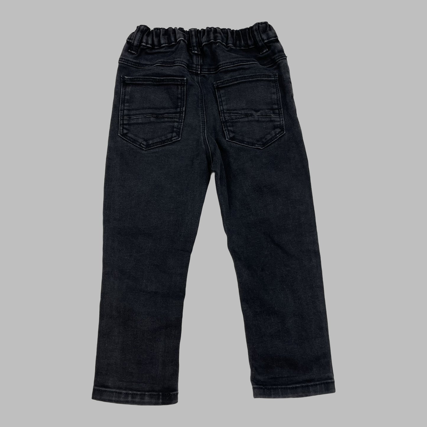 Schwarze Jeanshose für Kleinkinder mit elastischem Bund und 5-Pocket-Design, Größe 92 – back