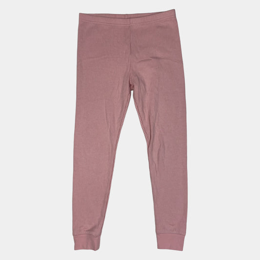 Rosa Ripp-Leggings für Kinder mit Bündchen, Größe 7–8 Jahre – front