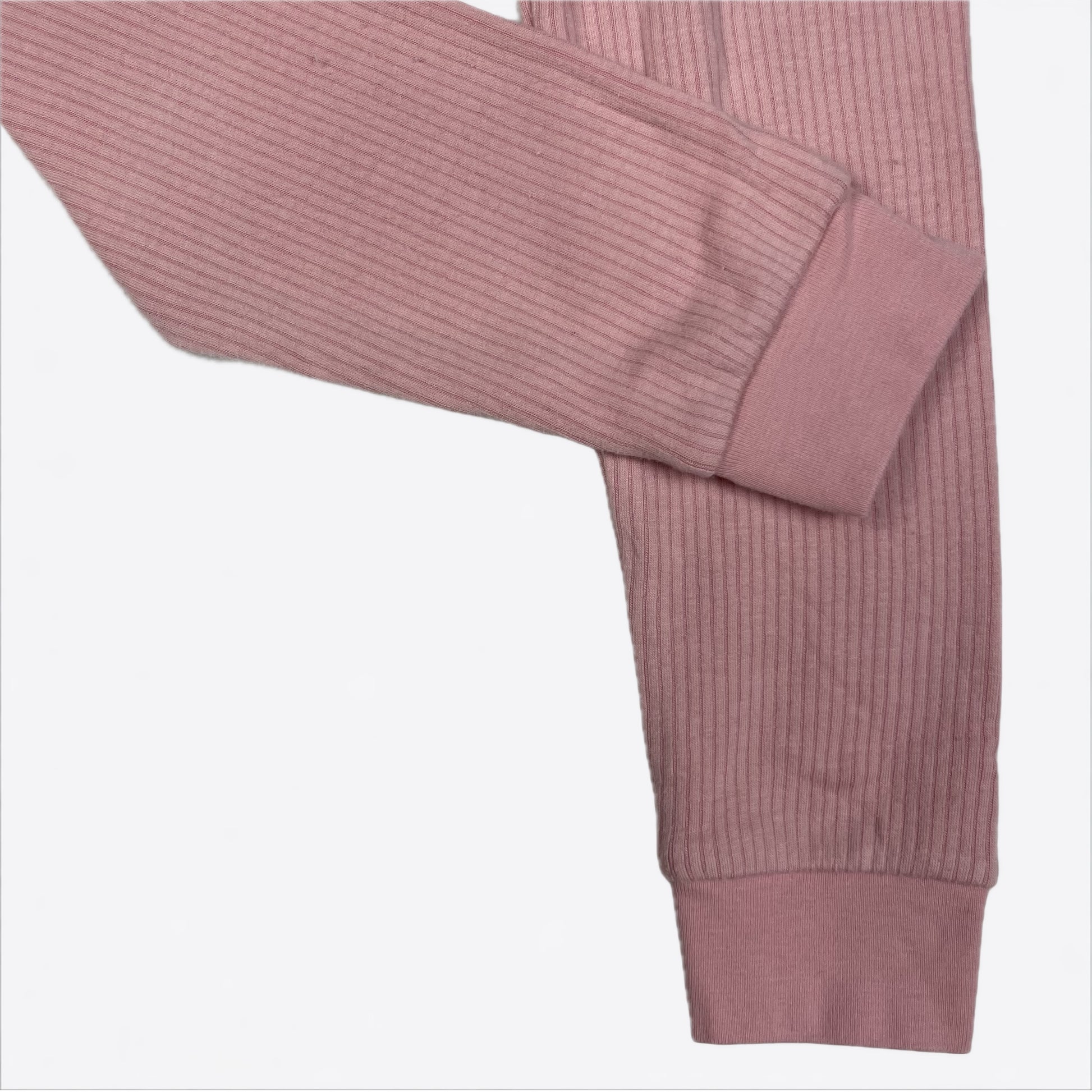 Rosa Ripp-Leggings für Kinder mit Bündchen, Größe 7–8 Jahre – detail