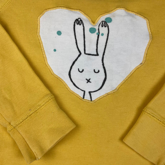 Gelbes Langarmshirt mit Hasen-Applikation, Next, Größe 2–3 Jahre – detail