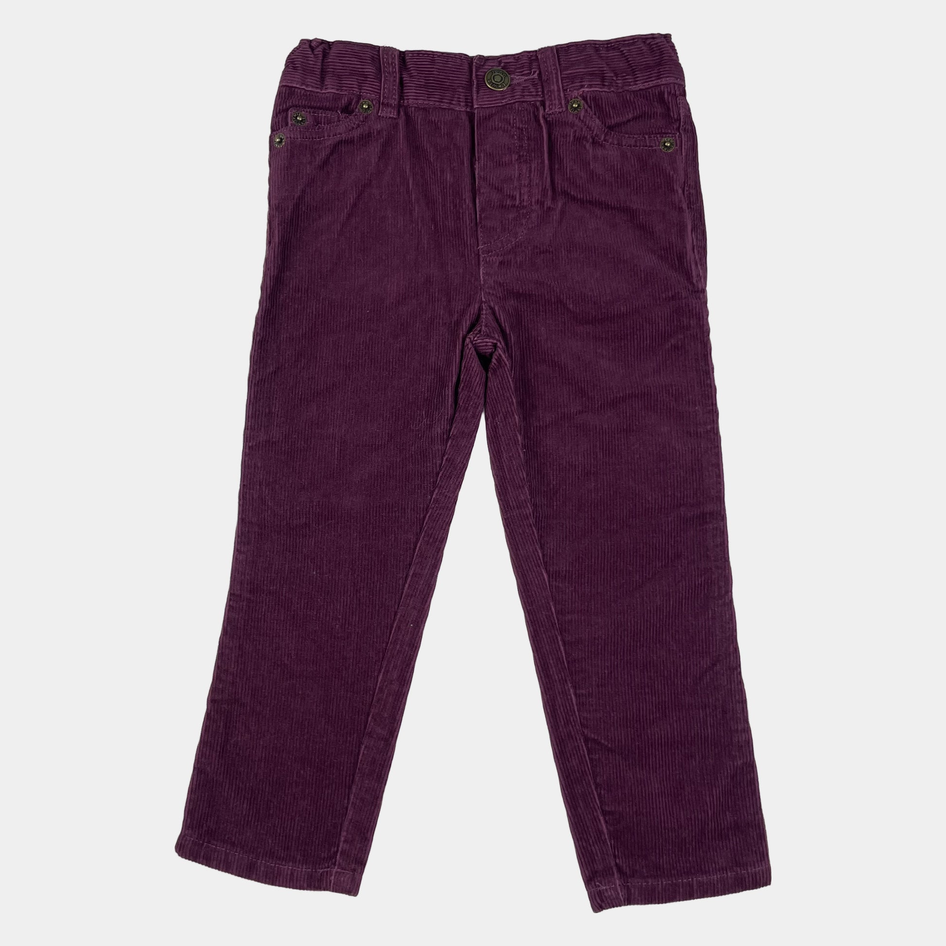 Lila Cordhose für Kleinkinder, gerade Beine, verstellbarer Bund – front