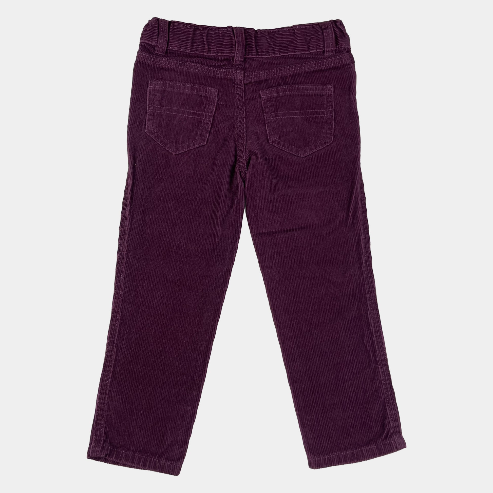 Lila Cordhose für Kleinkinder, gerade Beine, verstellbarer Bund – back