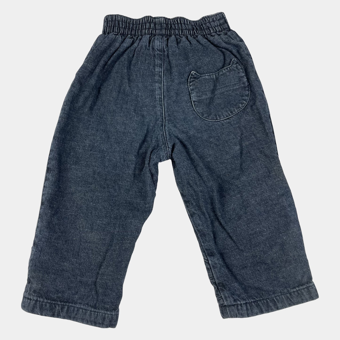 Dunkelblaue Babyhose aus Denim mit elastischem Bund und Knieverstärkungen, Größe 18 Monate