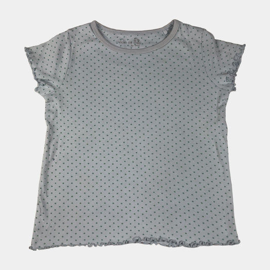 Hellblaues gepunktetes Kinder-T-Shirt, Größe 116 – front