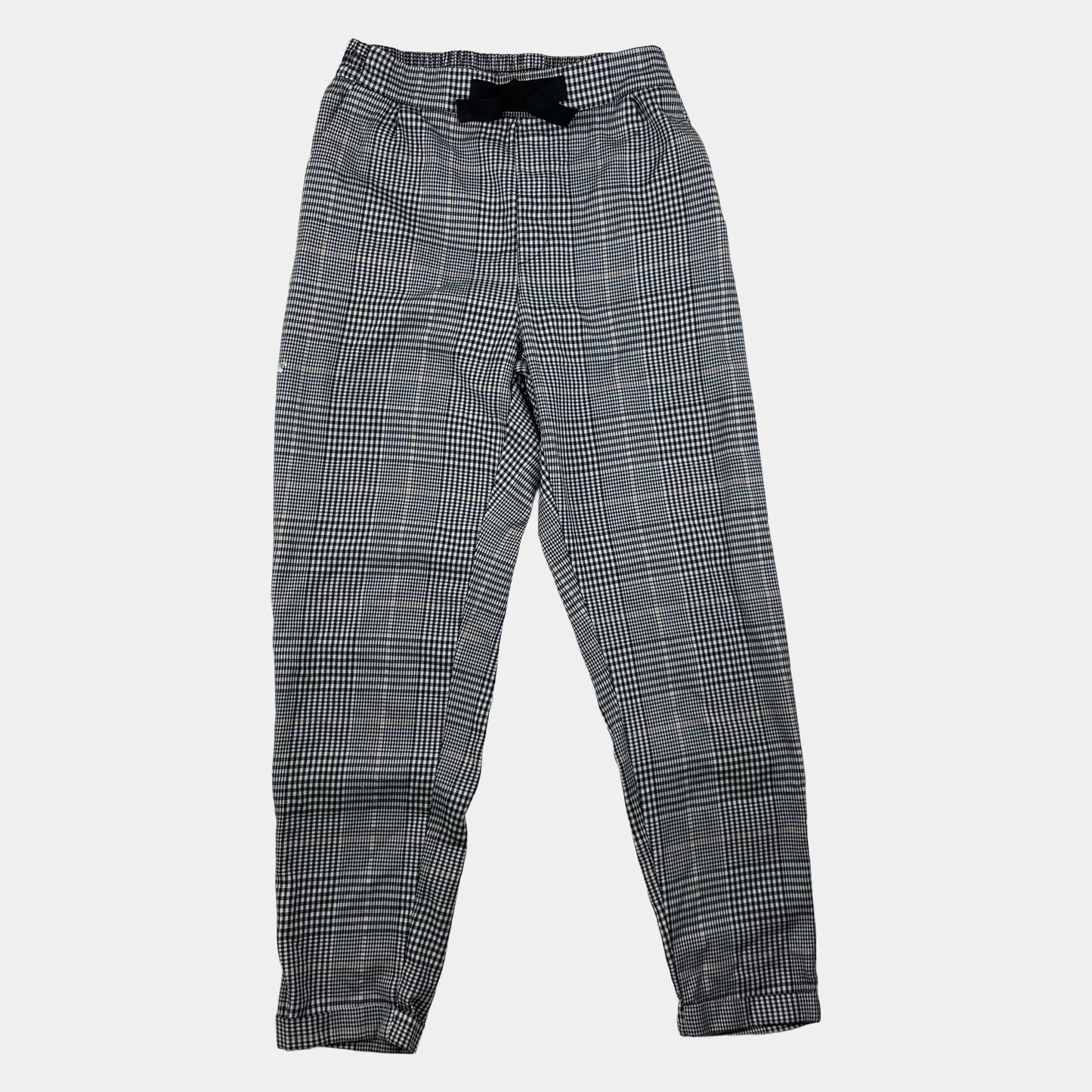 Graue karierte Kinderhose mit Schleife, Größe 104, von H&M – front