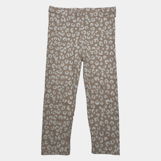 Beige Leggings mit weißem Leopardenmuster, Größe 2–3 Jahre
