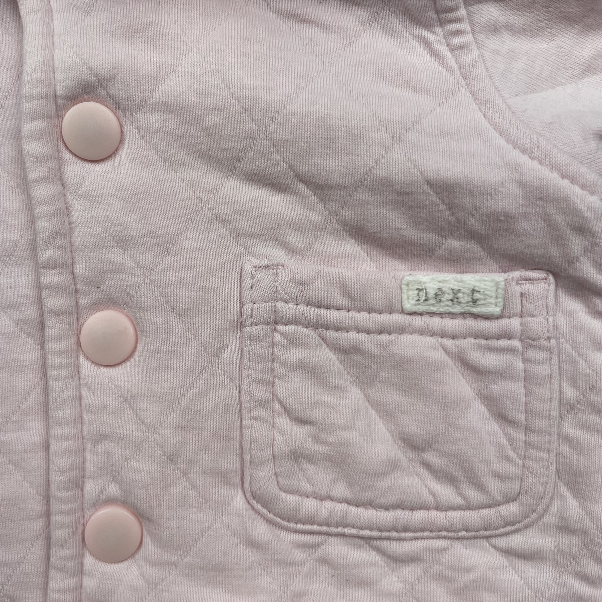 Rosa gesteppte Baby-Kapuzenjacke mit Druckknöpfen und Taschen, Größe bis 1 Monat – pocket