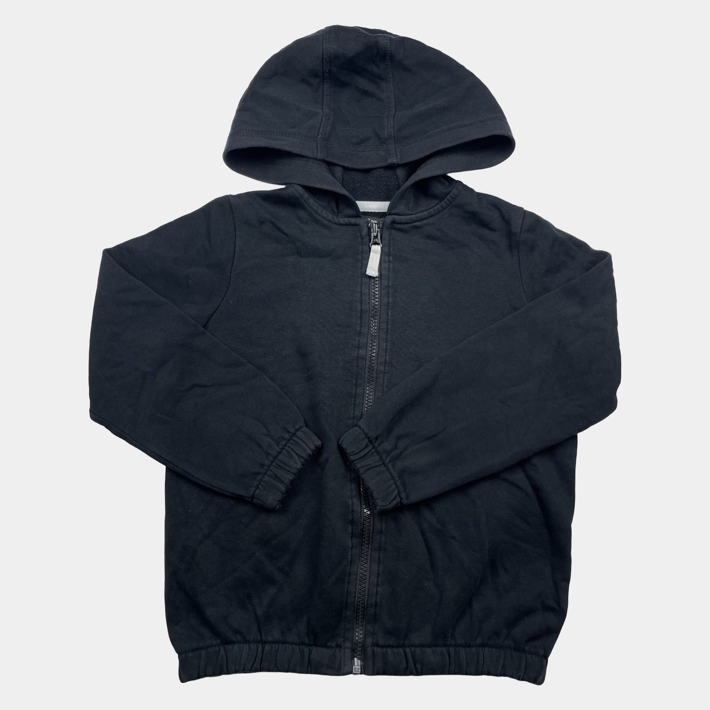 Schwarze Kapuzen-Sweatjacke mit Reißverschluss, Größe 7-8 Jahre – front