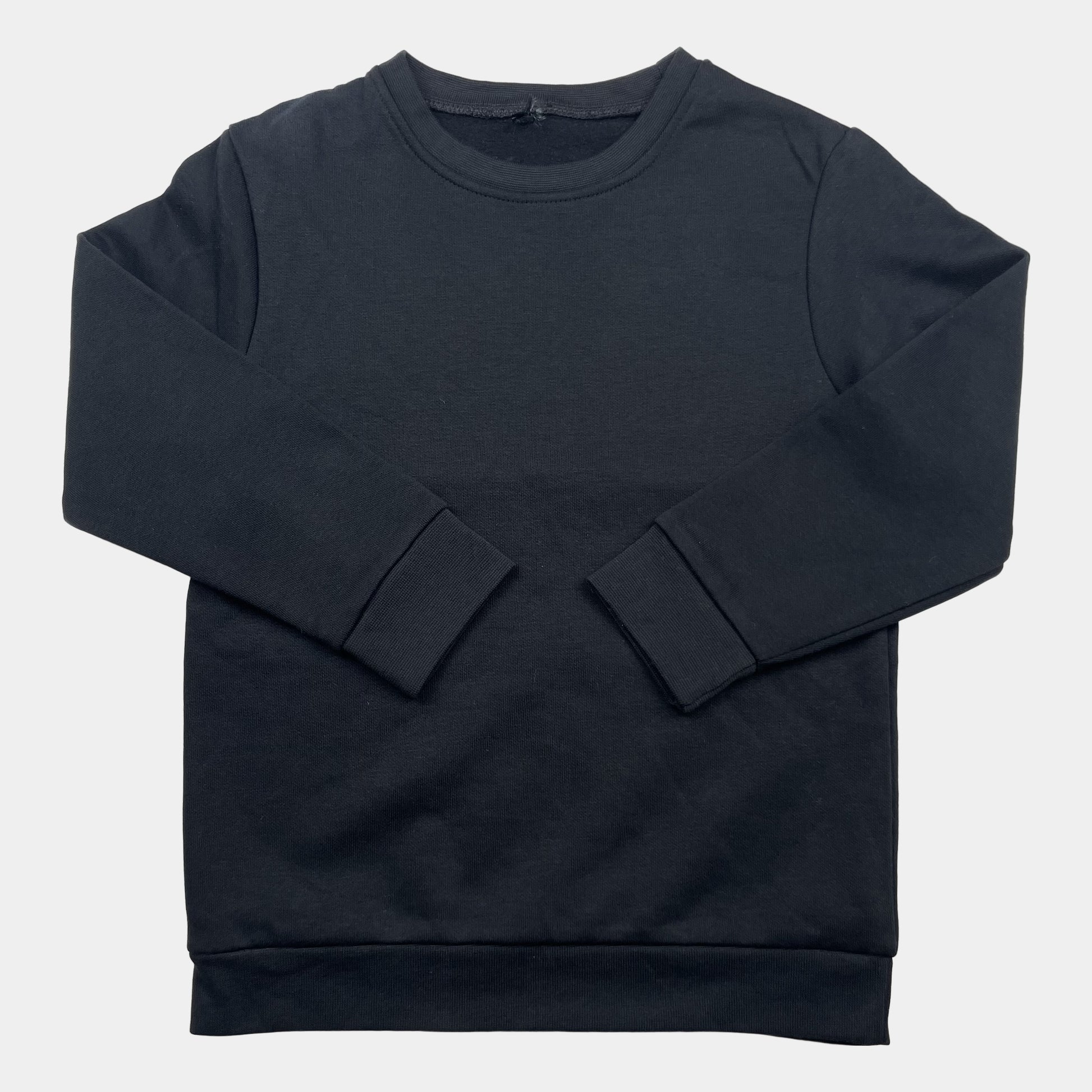 Schwarzes Kinder-Sweatshirt mit Rundhalsausschnitt und langen Ärmeln, Größe 5-6 Jahre – front