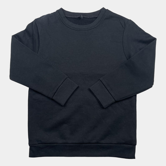 Schwarzes Kinder-Sweatshirt mit Rundhalsausschnitt und langen Ärmeln, Größe 5-6 Jahre – front