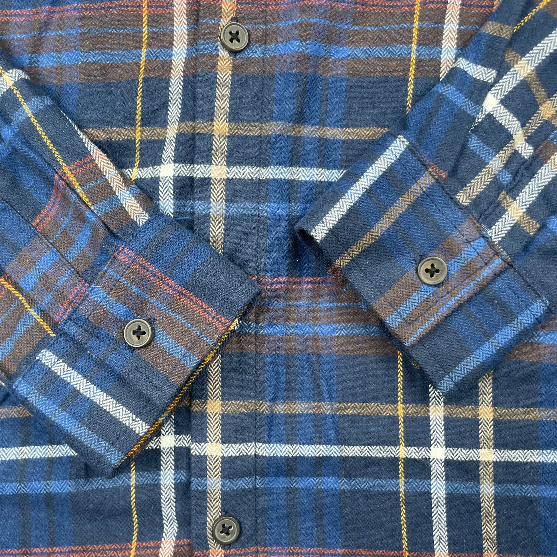 Kariertes Langarmhemd in Blau und Braun mit Brusttasche, Größe 10/11 Years