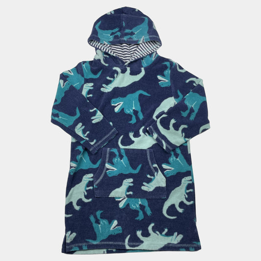 Blaues Hoodie-Kleid mit Dinosaurier-Muster, John Lewis, Größe 116 (6 Jahre) – front