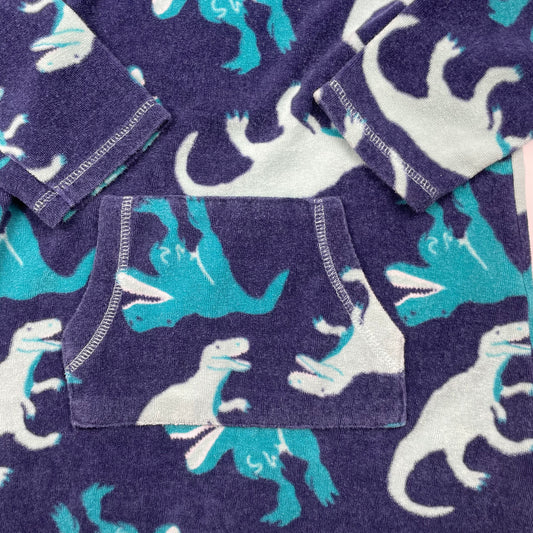 Blaues Hoodie-Kleid mit Dinosaurier-Muster, John Lewis, Größe 116 (6 Jahre) – detail