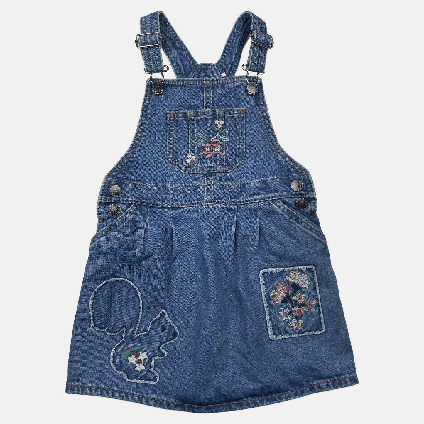 Jeans-Latzkleid für Kinder mit Stickereien, Größe 110 – front
