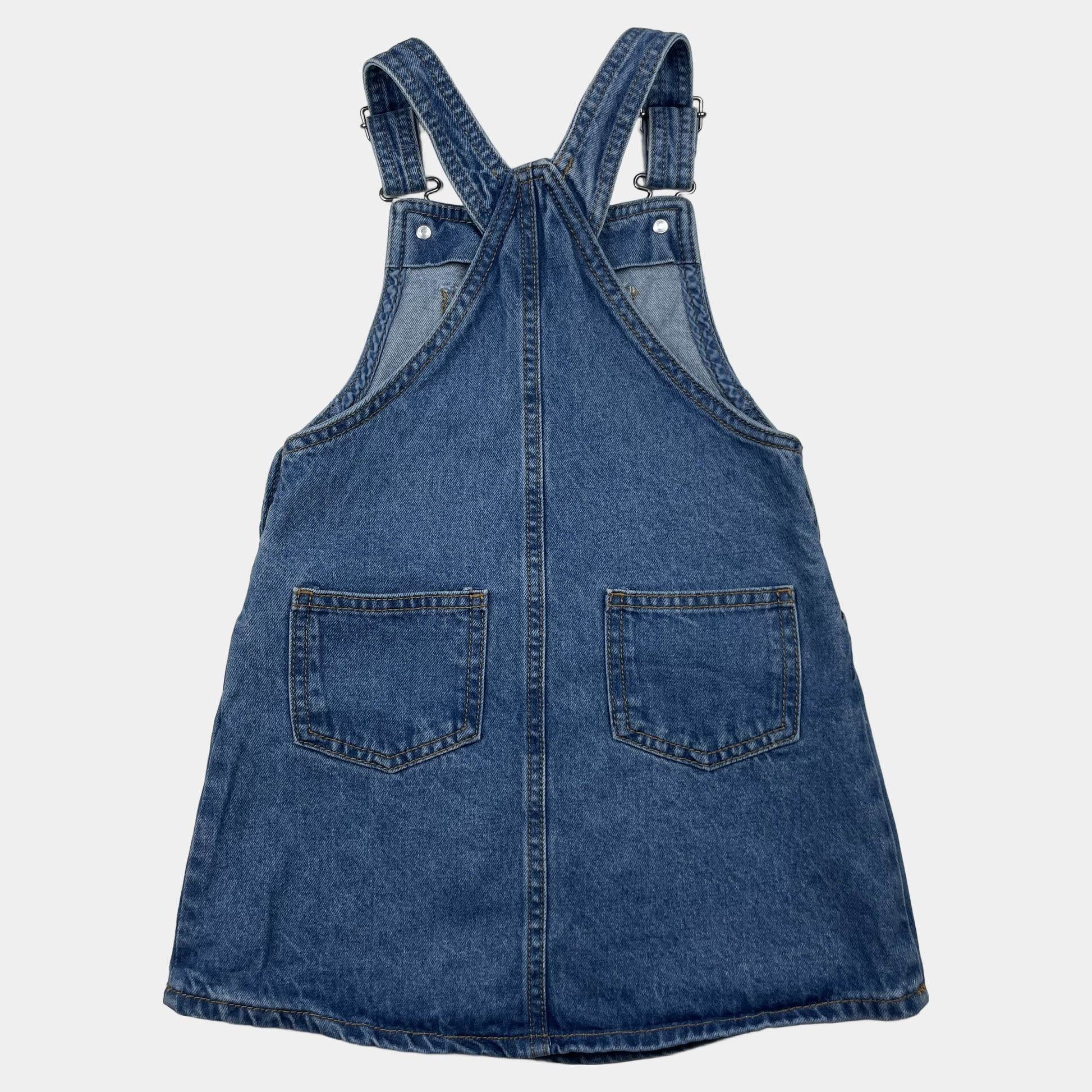 Jeans-Latzkleid für Kinder mit Stickereien, Größe 110 – back