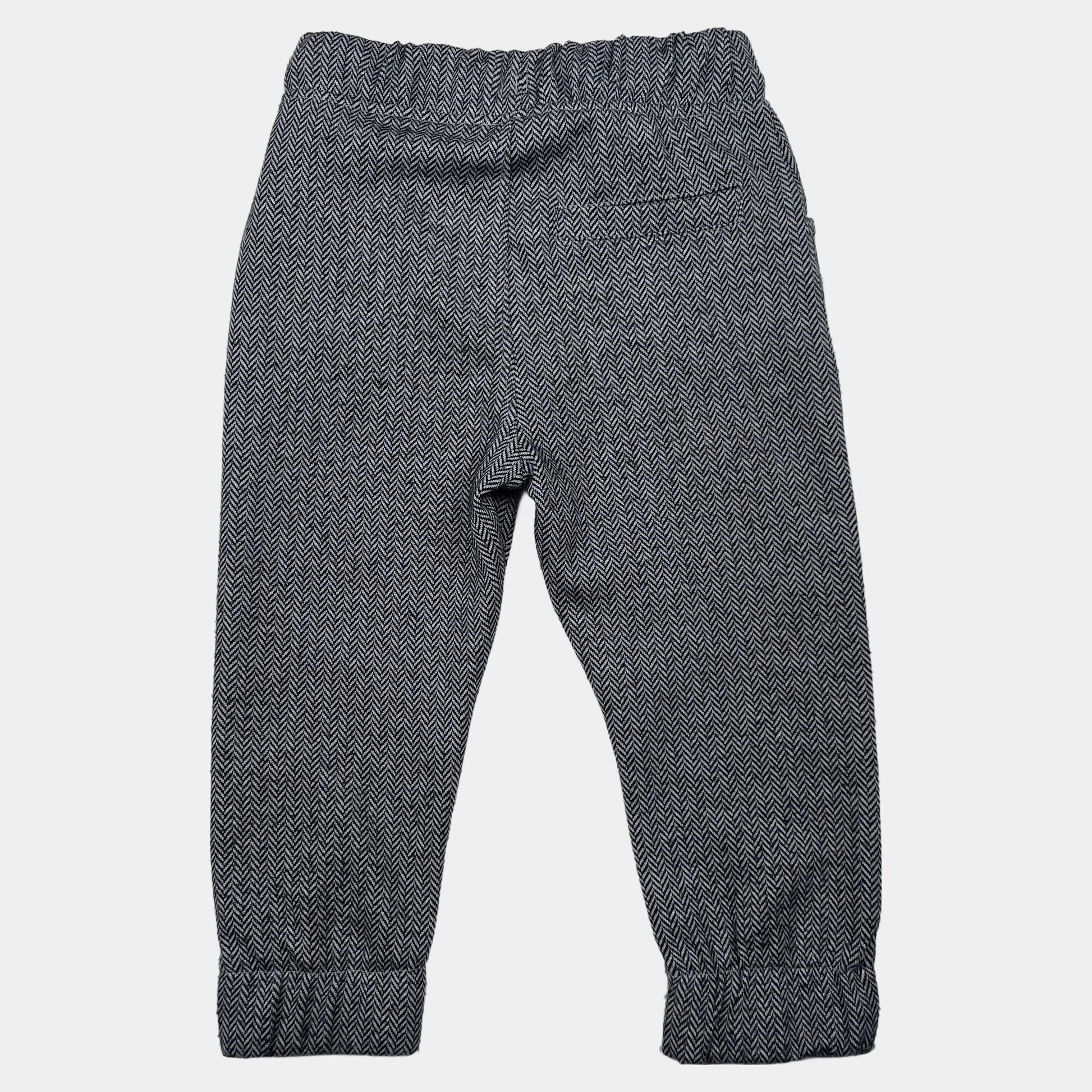 Graue Kinderhose mit Fischgrätenmuster von Nutmeg, Größe 1,5 Jahre – back