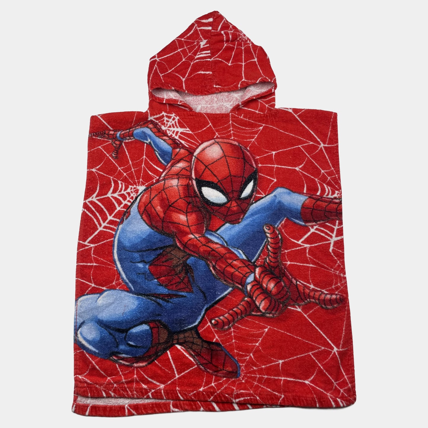 Rotes Kinder-Poncho-Handtuch mit Kapuze und Spider-Man-Motiv – front