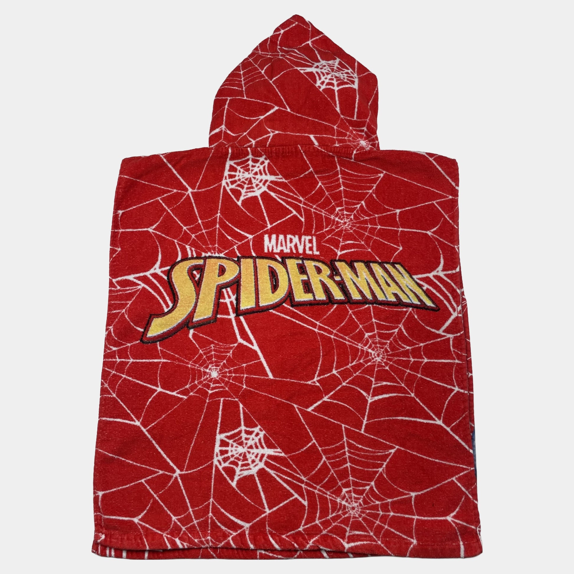 Rotes Kinder-Poncho-Handtuch mit Kapuze und Spider-Man-Motiv – back