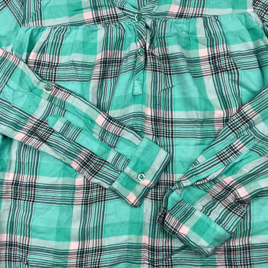 Türkise karierte Bluse, Größe 146/152 – detail