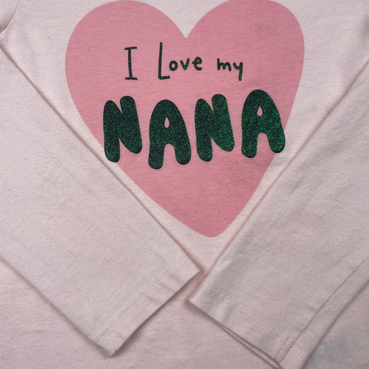Rosa Langarmshirt mit Herz und "I Love my NANA" von George, Größe 4–5 Jahre – side